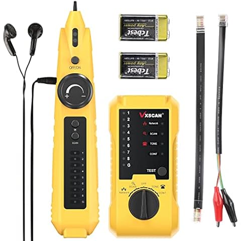 Network Cable Tester, VXSCAN Cable Tester Line Finder Wire Tracer for Cat5 Cat6 Test, Ethernet/Telephone Cable Toner with Earphone for RJ11 RJ45 Continuity Checking, LAN Network Cable Collation Cover