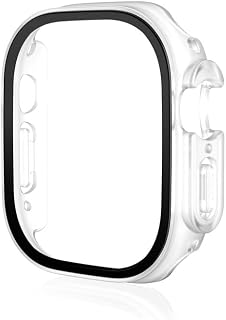 VBWVA Vidro+Capa Para Apple Watch Ultra case 49mm Bumper Protetor de Tela Temperada Pulseira Apple Watch Band Acessórios (Cor: Fosco Transparente 02, Tamanho: 49mm)
