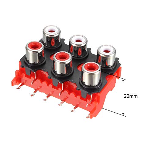 Conector RCA hembra para panel pcb rojo 9 pines 2 piezas miniatura 3