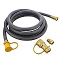 BISupply Natural Gas Grill Hose, 12ft - Flexible Gas Line Quick Connect Gas Hose 3/8in Female Flare to 1/2in Male Flare