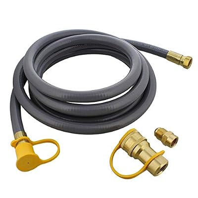 BISupply Natural Gas Grill Hose, 12ft - Flexible Gas Line Quick Connect Gas Hose 3/8in Female Flare to 1/2in Male Flare
