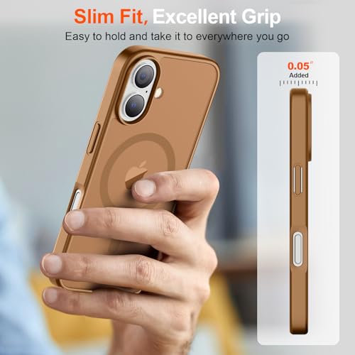 Image of SUPFINE Magnetic for iPhone 17 Case (Compatible with MagSafe)(Military Grade Drop Protection) Translucent Matte Shockproof with Anti-Fingerprint Phone Cover 2025,Brown