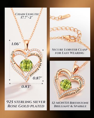 Image of CDE S925 Birthstone Heart Pendant Necklaces Jewelry Gifts for Wife
