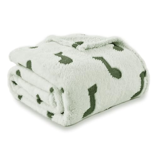 PLEVONITH Fluffy Blanket - 3D Music Patterned Fall Blankets and Throws for Living Room Décor, Large Throw Blanket Green Blanket, 108x90 Inches (300GSM)