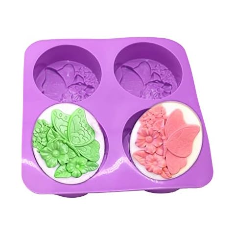X-Haibei Flower Butterfly Oval Bath Soap Silicone Mold Cold Process Making Supplies 3oz per Cell Cover