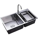 Calidad duradera: fabricado en acero inoxidable 201 de alta calidad, excelente resistencia, material sin plomo y sanitario. Chapa de acero inoxidable de 2,5 mm de grosor, estructura estable y resistente a las manchas.
