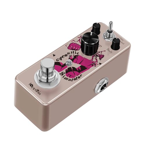 IOppWin Acoustic Guitar Simulator Pedal - Electric-to-Acoustic Conversion, 3 Cabinet Modes (Piezo/Standard/Jumbo), Metal Housing, True Bypass