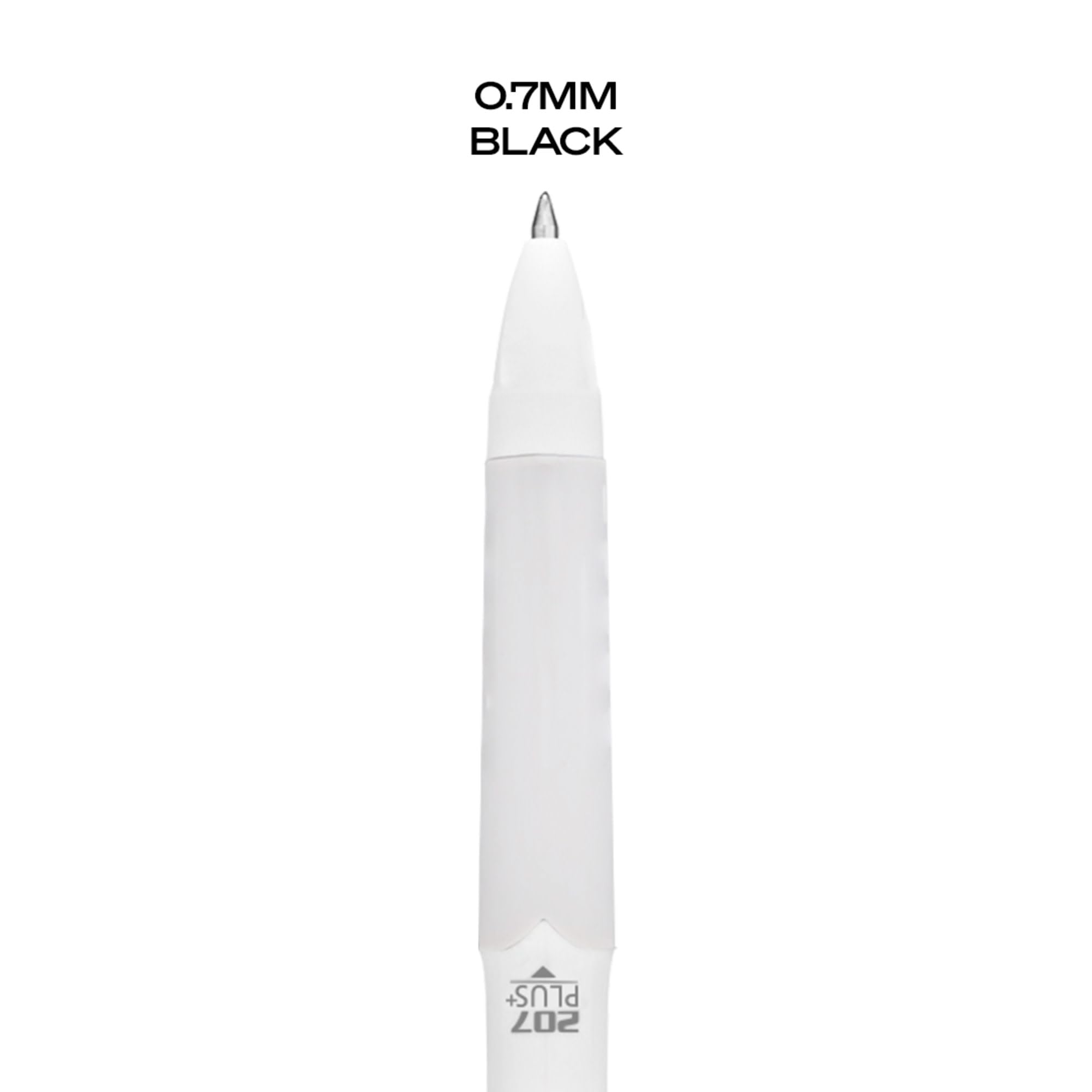 Uni-Ball 207 Plus+ wysuwane długopisy żelowe, średnia końcówka, 0,7 mm, białe beczki, czarny tusz, opakowanie 4 długopisów