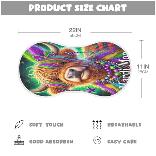 Mardi Purple Highland Cow Baby Burp Cloths Soft Burp Cloth Rags Cotton Burp Clothes Absorbent Muslin Burp Cloths for Boy Newborn Girl Unisex 1 Pack 22x11 Inches2