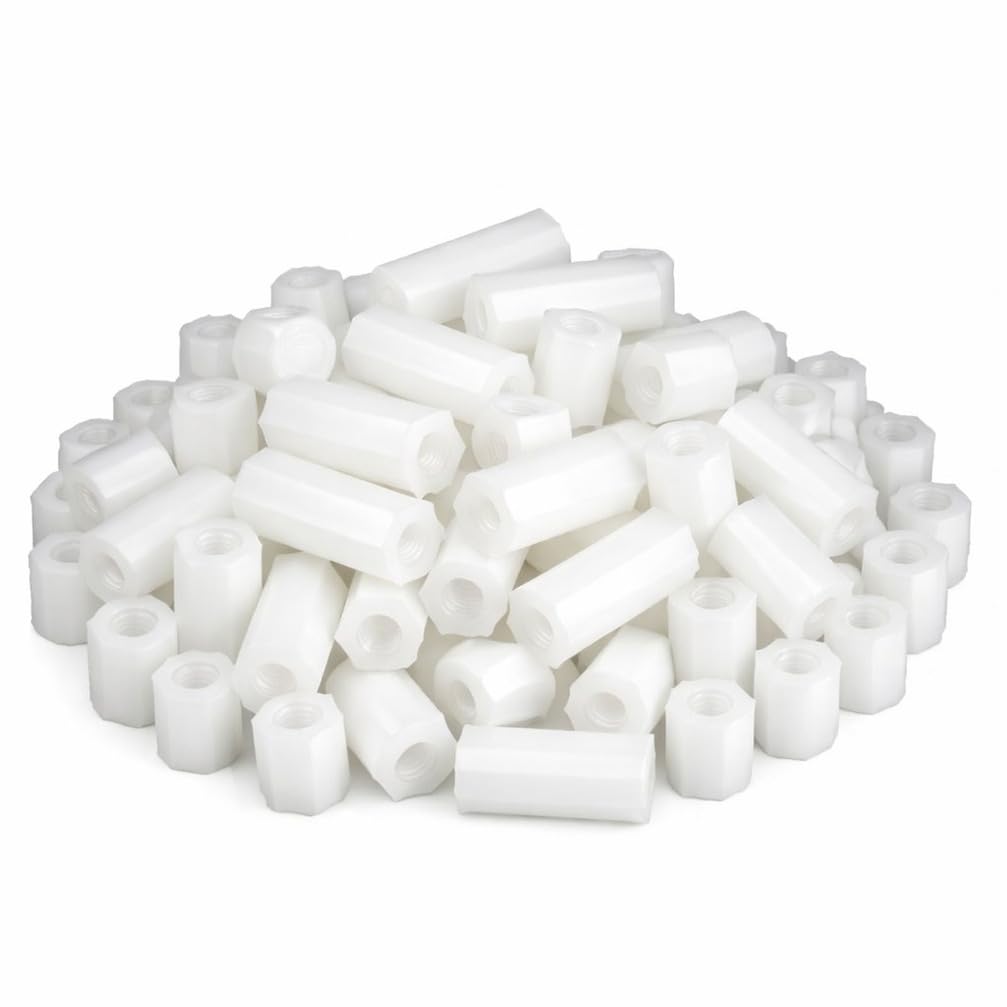 100 Pieces White Nylon Hex Spacer, Double-Pass Standoff M2.5×5Mm-M2.5×12Mm Suitable for Mechanical Frames and Hardware Projects,.5×8mm(M2.5x12mm)