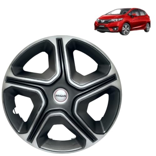Image of Prigan Jazz (Petrol ONLY) Grey Silver Wheel Cover 15 inch for Honda Jazz (Set of 4 Pcs) (Press Fitting) Model Name- Nexon Grey Silver 15