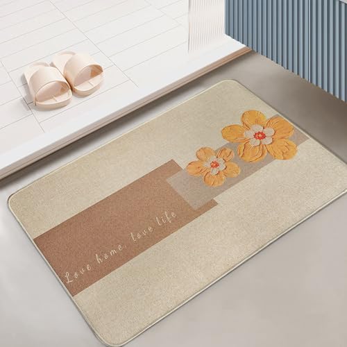 Image of Yellow Weaves 3 Pcs Jute Texture Non-Slip Bathmat, Water Absorbent Floor mat, Rugs, Door Mats for Bathroom, Living Room, Bedroom, Entrance, Outdoor, Kitchen, Office (Sunflower Beige)