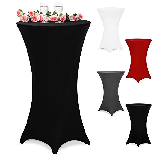 Deuba Housse de Table Haute Stretch Noire Ø 60 cm Nappe Mange-Debout Protection Table Cocktail Table de Banquet de Mariage