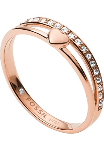 Fossil Ring Für Frauen Vintage Glitz, Länge: 21,5 X 20 X 6 Rose Gold Edelstahl Ring, JF03460791