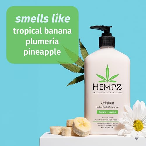 Hempz Original, Natural Hemp Seed Oil Body Moisturizer with Shea Butter & Ginseng, Pure Herbal Skin Lotion for Dryness, Nourishing Vegan Cream, Floral and Banana, 17 Fl Oz, 2 Pack - Image 5