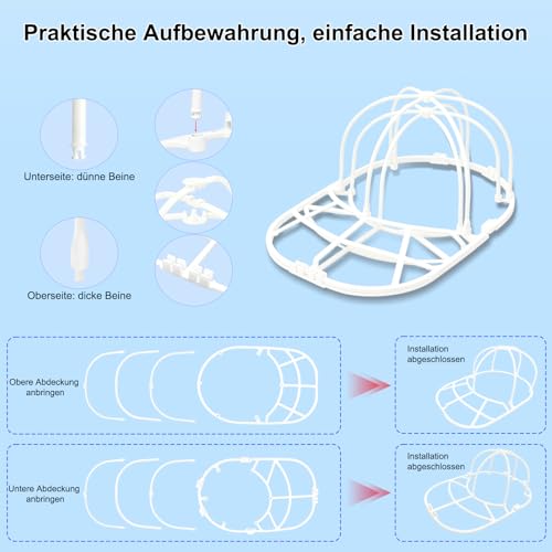 AUTOOOO 2 Stück Cap Waschmaschinen Form, Baseballmütze Waschgestell Cap Washer für Baseballmützen Verformungsschutz & Aufbewahrung für Caps Kappen Waschen Aufbewahrung für Erwachsene und Kinder