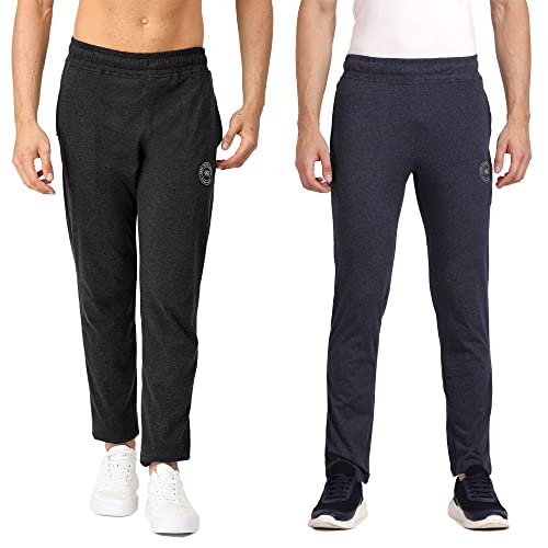 Image of Pepe Jeans Cotton Rich Solid Trackpant, Lounge Pant, Sportswear for Men - M (Pack of 2)