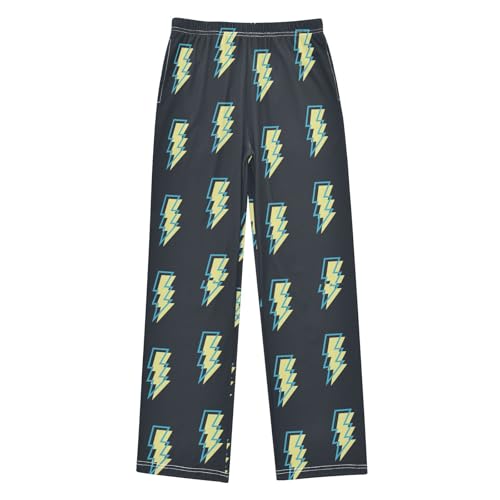 Boys' Pants Lightning Bolt Black Long Bottoms Jogger Pants Elastic Waist Trousers with Pockets S-XL