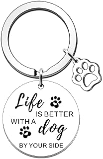 SDOFY Dog Keyring Gifts for Women Men Dog Paw Print Keychain for Dog Lover Dog Mum Dog Dad Dog Owner Animal Rescue Life is Better with A Dog Keyring