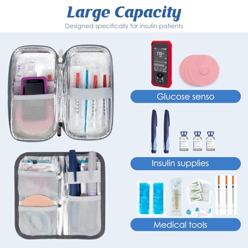 Image of YOUSHARES Insulin Cooler Travel Case - Diabetic Insulated Organizer Portable Cooling Bag for Medication Cooling Insulation, Insulin Pen Case with 2 TSA Approved Cooler Ice Pack