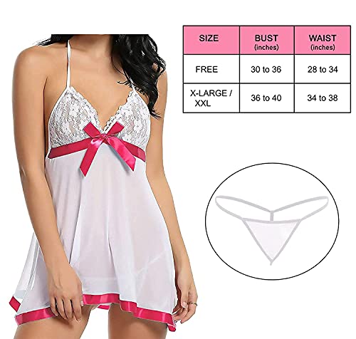 Image of Babydoll Nightwear Lingerie with Panty Short Transparent Nighty for Women Bra Panty Set for Women Baby Doll Night Dress Babydoll Lingerie for Honeymoon