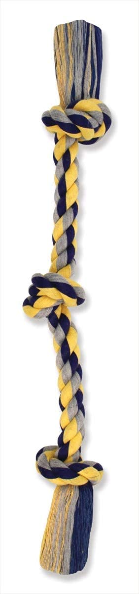 MAMMOTH Flossy Chews Colored 3 Knot Tug Rope X-Large - 36" Long - Pack of 2