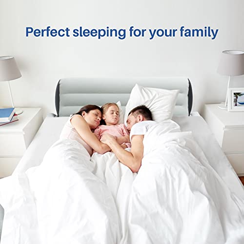 Jhunswen Air Mattress With Headboard, Queen Size Air Mattress Large 28" Inflatable Mattress Built-In Pump Air Bed Skin Friendly Flock Robust Sides Easy Store #TOP6