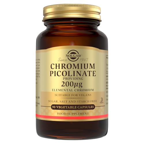 Solgar Chromium Picolinate 200 g Vegetable Capsules - Pack of 90 - High Absorption Rate - Supports a Healthy Metabolism and Blood Glucose Level - Vegan and Gluten Free Gold