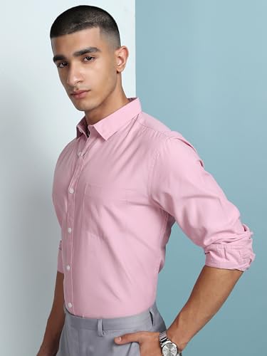 Image of Highlander Men's Slim Fit Shirts | Solid | Long Sleeves | Spread Collar | Formal Shirts | Men Shirts Mauve