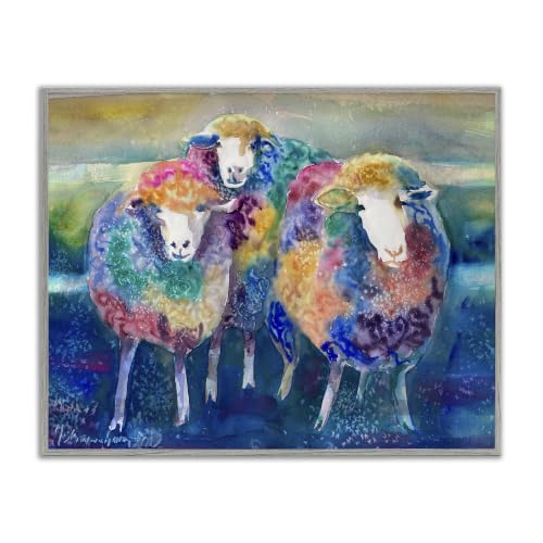 Bold Rainbow Farm Sheep, 16 x 20 Inch Framed Giclée Print
