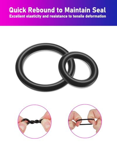 ANVINKU 450 Stück O Ringe Sortiment, 24 Größen Dichtungsringe Set, Nitril Gummidichtung Rund, Schwarz Gummi O-Ring, Gummi Dichtungen Ringe Kit für Elektrische Hydraulik, Wasserhähne, Rohre