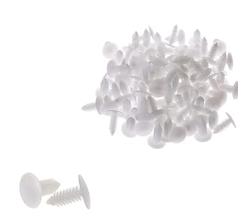 8mm Plastic Christmas Tree Fastener Rivet Clips Furniture Assembly Shelves Shield Retainer Hood Clip White, 100 Pack