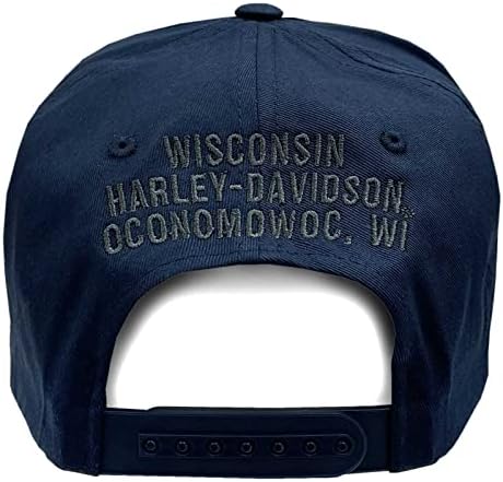 Harley-Davidson Men's Shield H-D Patch Curved Bill Snapback Baseball Cap - Navy