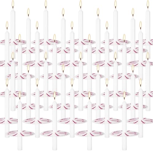 150pack White Church Ceremony Taper Candles, with Paper Wax Tray Protector,Smokeless and Unscented,Ideal for Prayers, Vigil,Memorial Services, Religion,Shabbat, Prayer Candlesï¼ˆ 4inchï¼‰