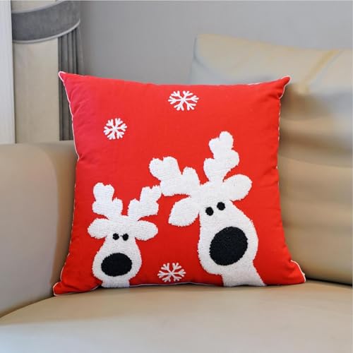 Fundas de almohada navideñas 18 x 18 de Alce YRYRYW para Decoración de Sofá y Cama 4