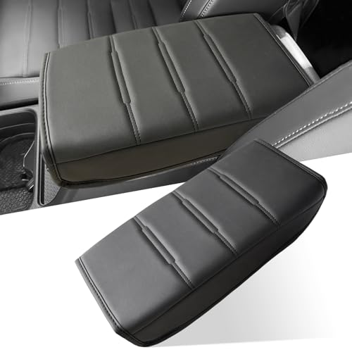 ANMOSVO for Honda CRV 2026 2025 2024 2023 Center Console Cover - Vegan Leather Armrest Protector for Honda CR-V LX EX Sport Hybrid EX-L Sport Touring Hybrid Accessories 2023 2024 2025（Black Stitches）