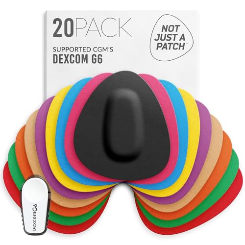 Not Just A Patch Dexcom G6 Adhesive Patches (20 Pack) - Dexcom G6 Stickers Adhesive Patches for Skin - Water Resistant Dexcom Overpatch G6 for Active Lifestyle 10-14 Days - Multicolor
