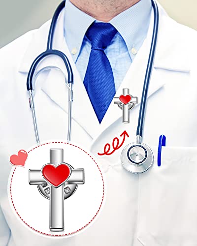 100 Pcs Bulk Cross With Heart Lapel Pins Religious Christian Chaplain Silver Small Pin With Clutch Back Enamel Hat Pins For Men Collar Backpack Christmas Brooches For Women #TOP5