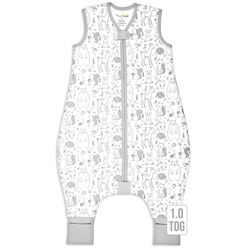 Mama Cheetah Saco de dormir para bebé con pies, 2T, 1,0 TOG, algodón orgánico con piernas, mantas portátiles para excursionistas, para niñas y niños, para niñas y niños, mediano