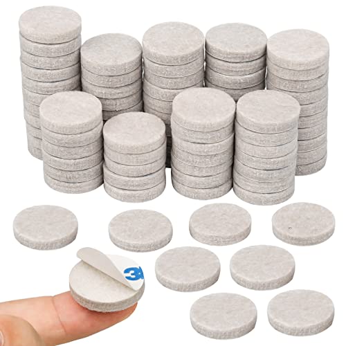 80pcs Furniture Pads Floor Protectors, Self Adhesive Felt Chair Leg Protectors 25mm,5mm Thick Anti Scratch Felt Pads Furniture Feet Pads for Chair, Table, Wardrobe, Sofa Off-white