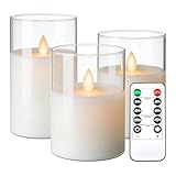 Da by LED Kerzen mit Glaseffekt 10cm/12,5cm/15cm LED-Kerze Echtwachssäule 10...
