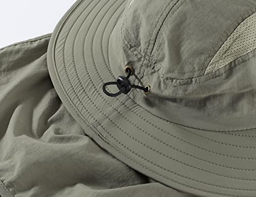 Image of Home Prefer Mens UPF 50+ Sun Protection Cap Wide Brim Fishing Hat with Neck Flap