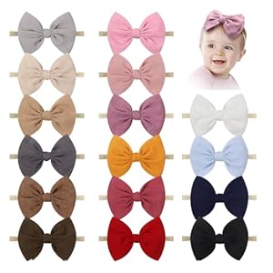 YanJie 4.5” Baby Girls Soft Nylon Headbands Newborn Bows Handmade Hairbands Hair Accessories for Newborn Infant Toddler Kids 16Pcs