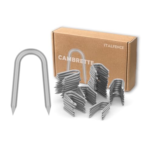 Italfence - Cambrette in acciaio zincato Ø2,2 x 25 mm, chiodi a U [1 kg, ~700 pezzi]
