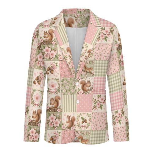 Image of Casual Blazer for Men Suit Jacket Sport Coat Deer Patchwork Print