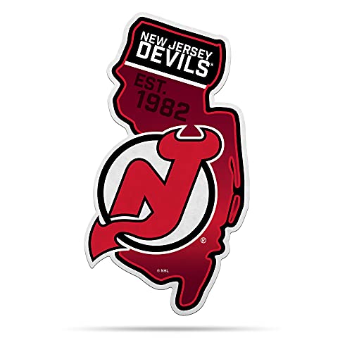 Rico Industries NHL New Jersey Devils State Shape Shape Cut Pennant - Home and Living Room Décor - Soft Felt EZ to Hang 18x0.10x18