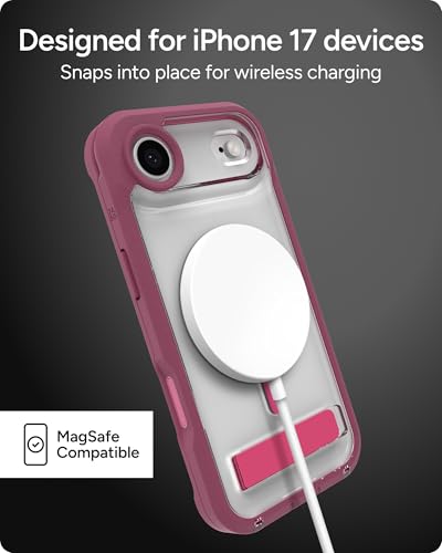 Image of ZAGG Rainier Case with Kickstand for iPhone Air - Red Black Cherry Graphene 22ft (7m) Drop Protection, Lanyard Attach Points, MagSafe, Wireless Charging Compatible, 2-Piece Design, Phone Case