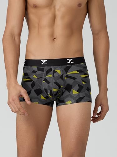 Image of XYXX Men's Shuffle Micromodal Regular Fit Printed Antimicrobial Trunks with No Marks Waistband (Pack of 3)