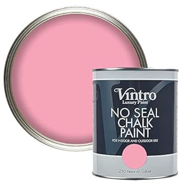 Vintro | No Seal Chalk Paint | Pink | Interior & Exterior Use | Furniture | Walls | Wood | Metal | 1 Litre (Olivia)