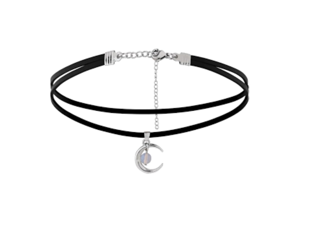 See full amazon price history chart for El Regalo Gothic Punk Crescent Moon with Bead Choker Necklace for Girls & Women- Hippie Double Layers Suede Crescent Moon Choker El Regalo Gothic Punk Crescent Moon with Bead Choker Necklace for Girls & Women- Hippie Double Layers Suede Crescent Moon Choker (B0CZP659DQ) Amazon Price History, Amazon Price Tracker